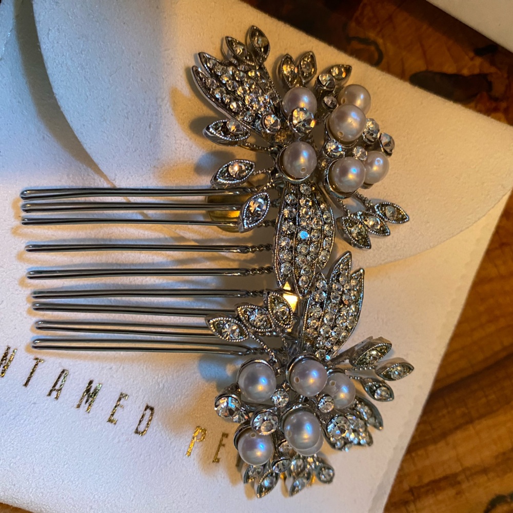 Untamed Petals Pearl and Gemstone Decorative Wedding Bridal Hair Comb